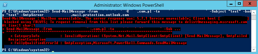 Fehler beim Senden von Nachrichten mit Powershell