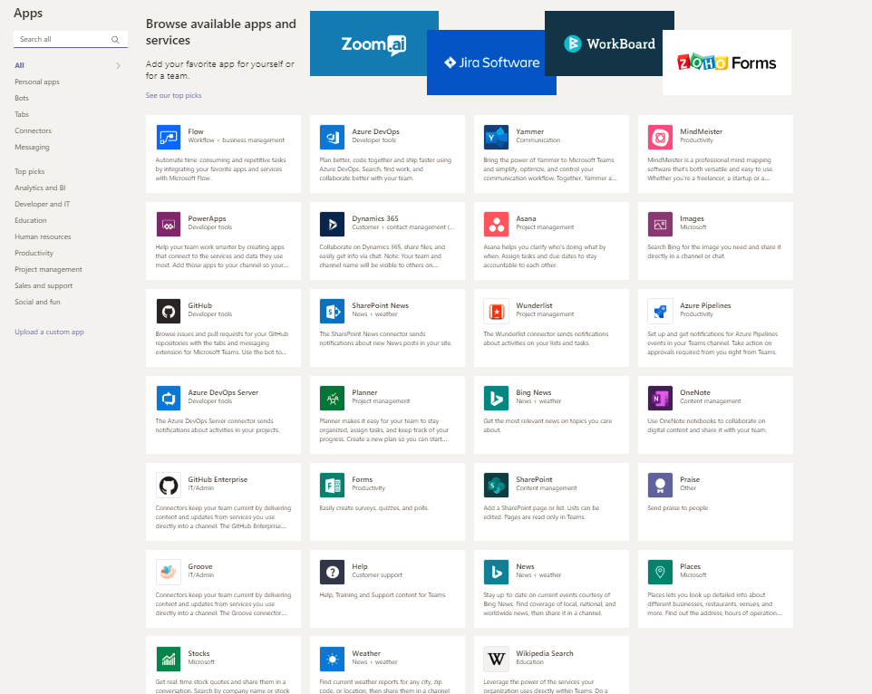 Apps Microsoft Teams